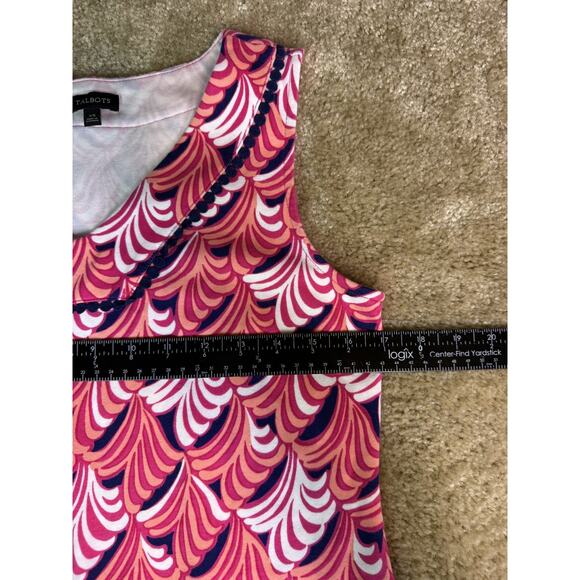 Talbots Womens Size XS Pink White Sleeveless Printed Shift Dress Cotton D213 - Picture 8 of 10